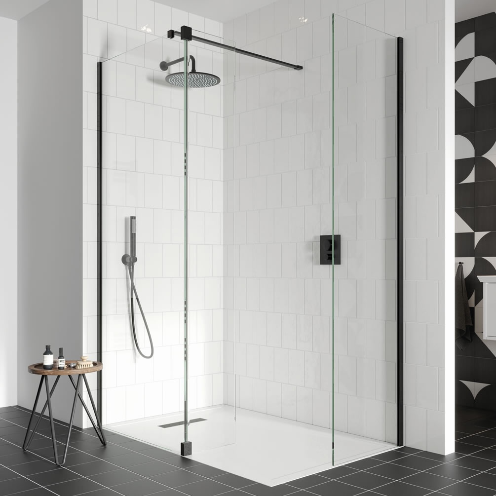 Lifestyle image of Crosswater Gallery 10 Matt Black 700mm Wetroom Screen